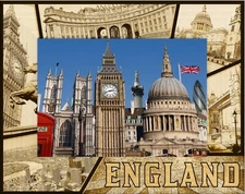 England Laser Engraved Wood Picture Frame Landscape (5 x 7)