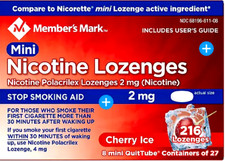 Member  s Mark Nicotine Mini Lozenge, Cherry Ice 2mg 216 ct