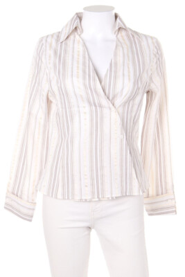 Laura Scott Wrap Blouse Stripes D 36 white shades brown
