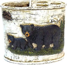 Black Bear Toothbrush Holder   Rustic Cabin Bathroom Decor for Nature Lovers