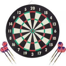 NEW Dart Board Game Set with Brass-Tipped Darts Perfect for Home  Game Rooms