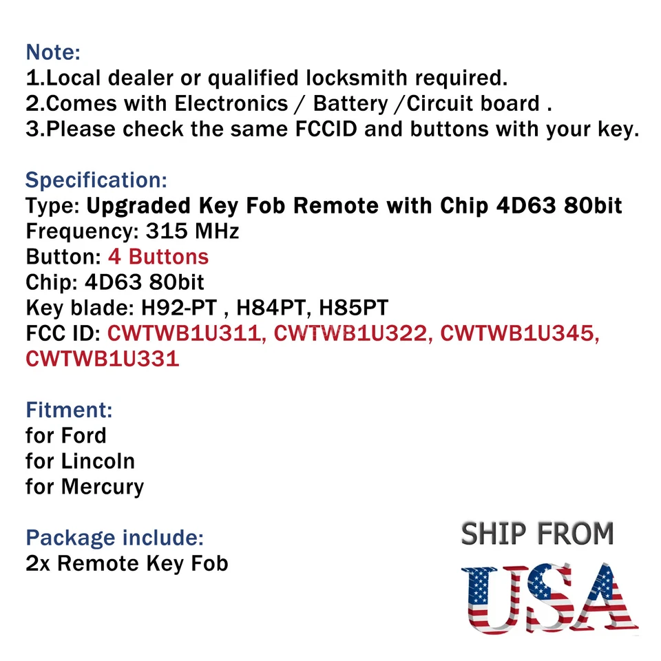 2 para Ford F-150 2004 2005 2006 2007 2008 2009 2010 mando a distancia sin llave llavero abatible Foto 2 de 4
