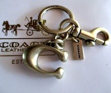 Coach Solid Brass Gold Chunky "C" Key Chain Fob Keychain Bag Charm 1635 NEW
