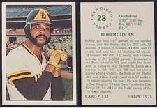BOBBY TOLAN-1975 SSPC # 132-SAN DIEGO PADRES OF-50 YEAR OLD VINTAGE COLLECTIBLE!