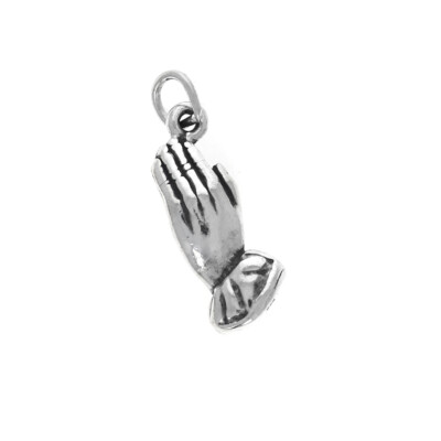 Sterling Silver Charm, Praying Hands Charm, 20mm, 925 Genuine Silver Charm