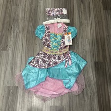 Gypsy Fortune Teller Halloween Costume L Kids 10-12 Pink Blue W/ headpiece NEW