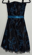 VTG Jessica McClintock Gunne Sax Sz 3 XS Formal Homecoming Prom Dress Blue Black