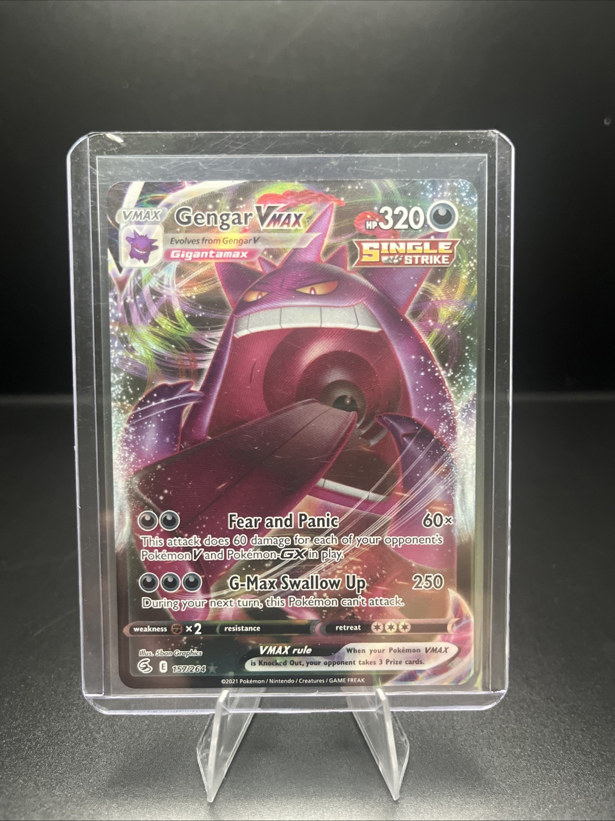 2021 Pokemon Gengar VMAX Gigantamax 157/264 Full Art Fusion Strike TCG Card NM