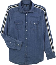 I.N.C Mens Mavida Button Up Shirt, mediumwash, 2XL Neck