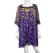 Corey Lynn Calter Purple Silk Print Midi Dress, NWT C0311