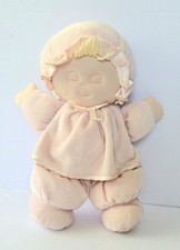 EDEN SLEEPING BABY DOLL PINK VELOUR PLUSH, SATIN TRIM, CLOSED EYES