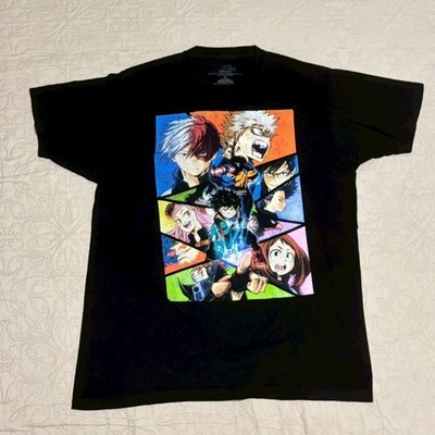 My Hero Academia T-Shirt Black Major Characters Print Size L/G