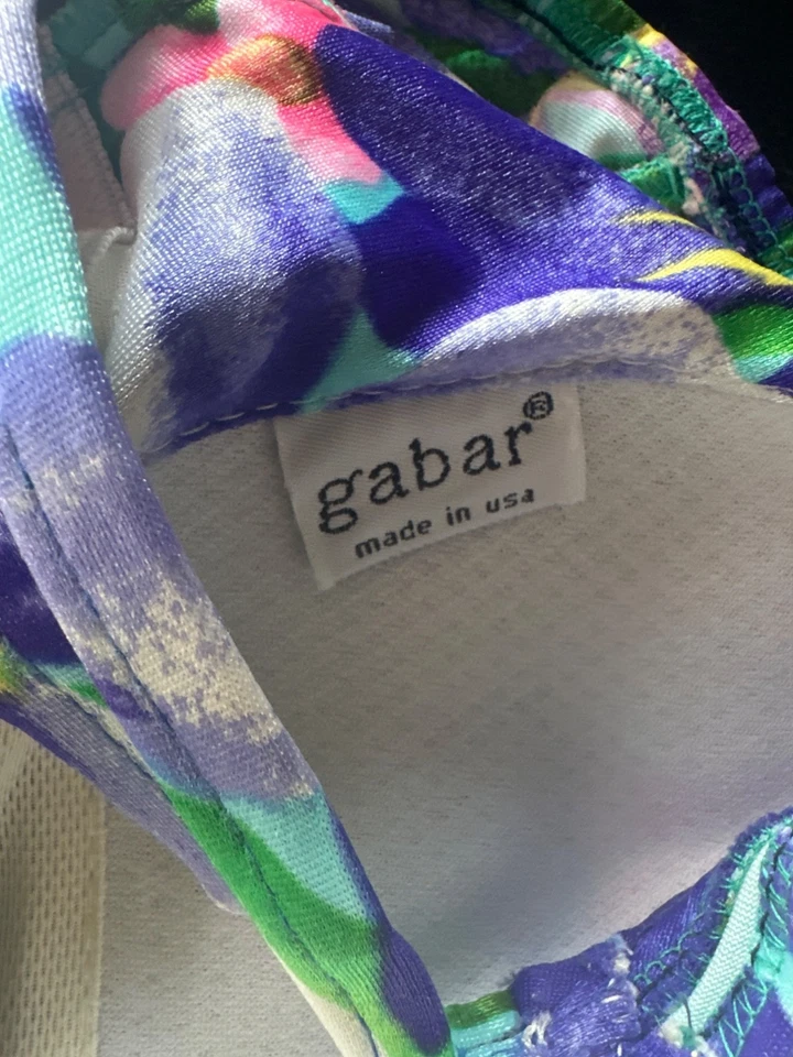 Traje de baño vintage Gabar para mujer de una pieza con falda estampado floral talla 18 hecho en EE. UU. Foto 4 de 4