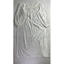 Barbizon Vintage White Satin Long Sleeve Nightgown Lace Floral Embroidered 1X