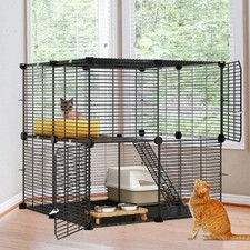 Homnibu 2 Tier Cat Cage,Pet Metal Playpen Cat Kennel,Indoor DIY-Zenga
