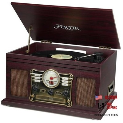 Bluetooth Record Player 10 in 1, 3-Speed Belt-Drive Turntable with Coffee