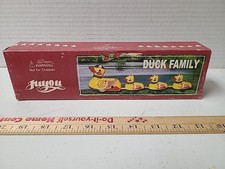 Cute Tin Wind Up Duck Family With Box Made In China Vtg Repro