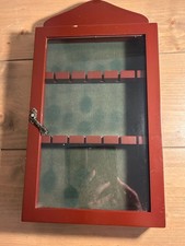 Vintage Dark Wood Trinket Shelf Display Cabinet Glass Front Wall Hanging Cottage