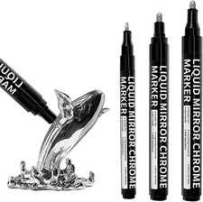 HTVRONT Silver Liquid Mirror Chrome Marker 3PCS - Paint Pen Permanent Metallic 3