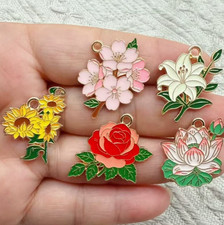 Lot Flower Metal Charms DIY Earring Keychain Jewelry Making Pendants