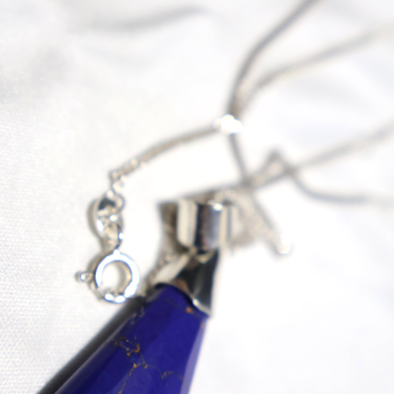 Sterling Silver 925 Chain & Triangular Faceted Bl… - image 5