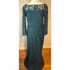 Lauren Ralph Lauren Dress 8 Evening Gown Lace Long Sleeve Green Formal NWT