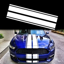 Hood Stripe Sticker Universal Auto Racing Stripes Body Side Decal 63*11'' White