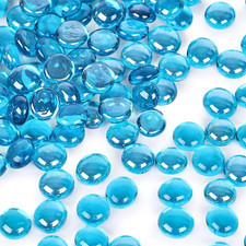 2 LB Light Blue Flat Glass Marbles, Glass Beads for Vases  Aquarium Pebbles, Fi