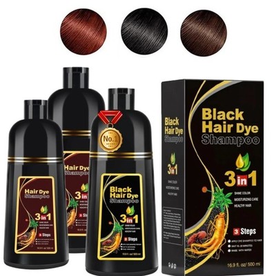 Black Hair Dye Shampoo 3 in 1 Instant Color Herbal Ingredients for Men/Women US