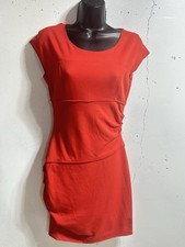 Vince Camuto Dress Bodycon Stretch Pointe Red/orange Asymmetrical Gathers 2 A281