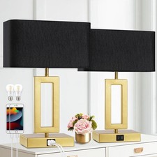 Black Table Lamps Set of 2 with Dual USB Ports,3-Way Dimmable Touch Control B...