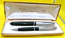 Parker Vintage 51 Green with chrome Cap Fountain Pen and pencil set-fine-works
