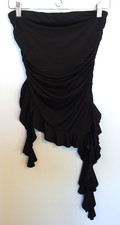 Y2K Top Small Black Strapless Asymmetric Ruffle Fairy Grunge Whimsigoth Witchy