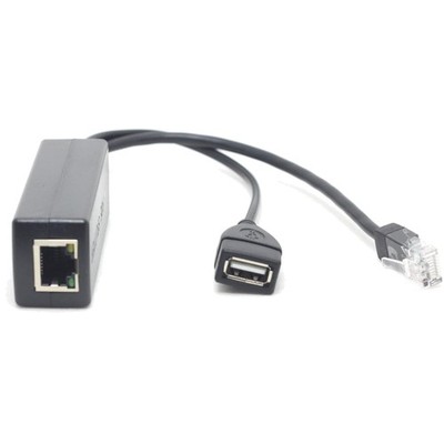 PoE Splitter 48V to 5V, 2.4A USB Type A, Ethernet, Compatible with Tablets