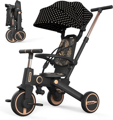 Tricycle Stroller Toddler Foldable Baby 7 in 1 Gold