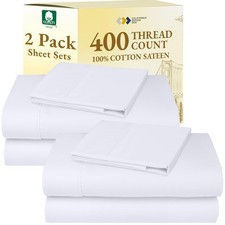 California Design Den 2-Pack Twin XL Sheet Sets Cotton - 400 Thread Count 100...
