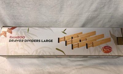 VaeFae Adjustable Bamboo Drawer Dividers, Expandable Drawer Organizer 16.7-21.9 