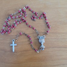 Mini First Communion Rosary with IHS Eucharist and Chalice in a Plastic Bell