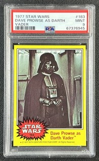 DAVID PROWSE AS DARTH VADER PSA 9 1977 TOPPS STAR WARS #183 MINT 6945