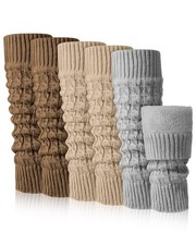 3 Pairs Winter Fleece Lined Leg Warmer for Women Skating Leg Warmer Long Boot...