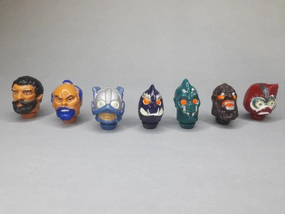 SET 7 MOTU Fuerza T Heads Lot - TOP TOYS Argentina - TITANO TEKNO Glow in Dark