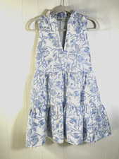 Amanda Uprichard Connolly Mini Dress Size XS English Blue Pockets Cottagecore