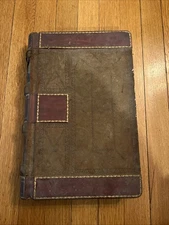 Antique 1800s Leather-Bound Ledger Book – Blank PagesMarbled Edges 1889