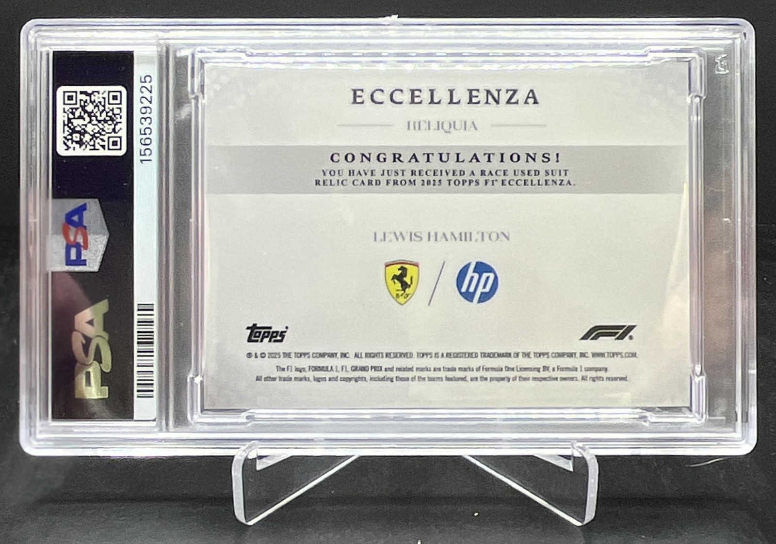 2025 Topps Eccellenza F1 Lewis Hamilton Relic Reliquia PSA 10 view 2