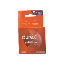 Durex Extra Sensitive Thin Condoms Regular Fit Lubricated Latex 3 Pack
