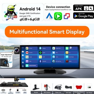 11.4'' Car Play Stereo Android 14 8Core 64GB CarPlay/Android Auto GPS+Dash Cam