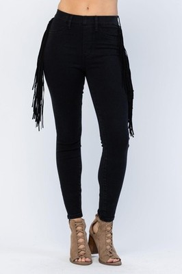 Judy Blue High Waist Side Fringe Skinny Jegging Denim Jeans 88497
