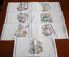 Vintage Embroidered KITTENS Days of the Week Dish Tea Towels