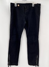 Nili Lotan Linen Blend Black Button Fly Zip/lace Adjustable Hem Pants 10