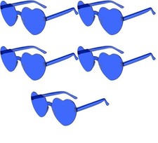 Heart Sunglasses for Women/12/2Pcs, Heart Glasses Valentine Day Rimless 5 Blue